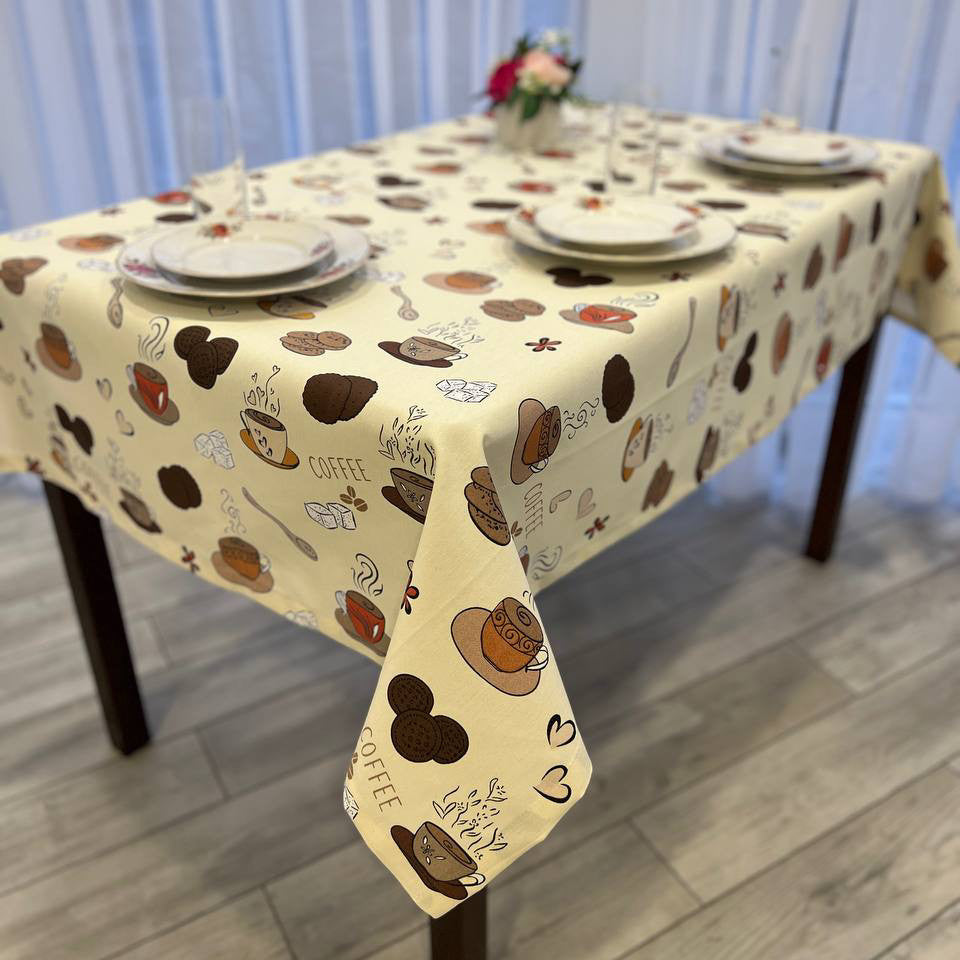 Linen waterproof tablecloth with Teflon, Geometry collection,  luxury quality (custom or standard size)