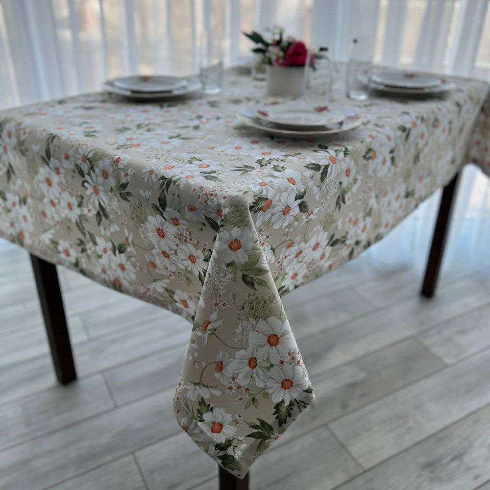 Linen waterproof tablecloth with Teflon, Geometry collection,  luxury quality (custom or standard size)