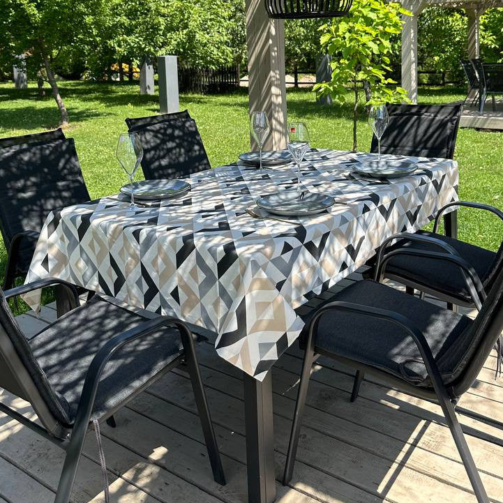 Linen waterproof tablecloth with Teflon, Geometry collection,  luxury quality (custom or standard size)