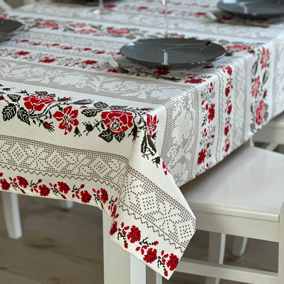 Linen waterproof tablecloth with Teflon, Geometry collection,  luxury quality (custom or standard size)