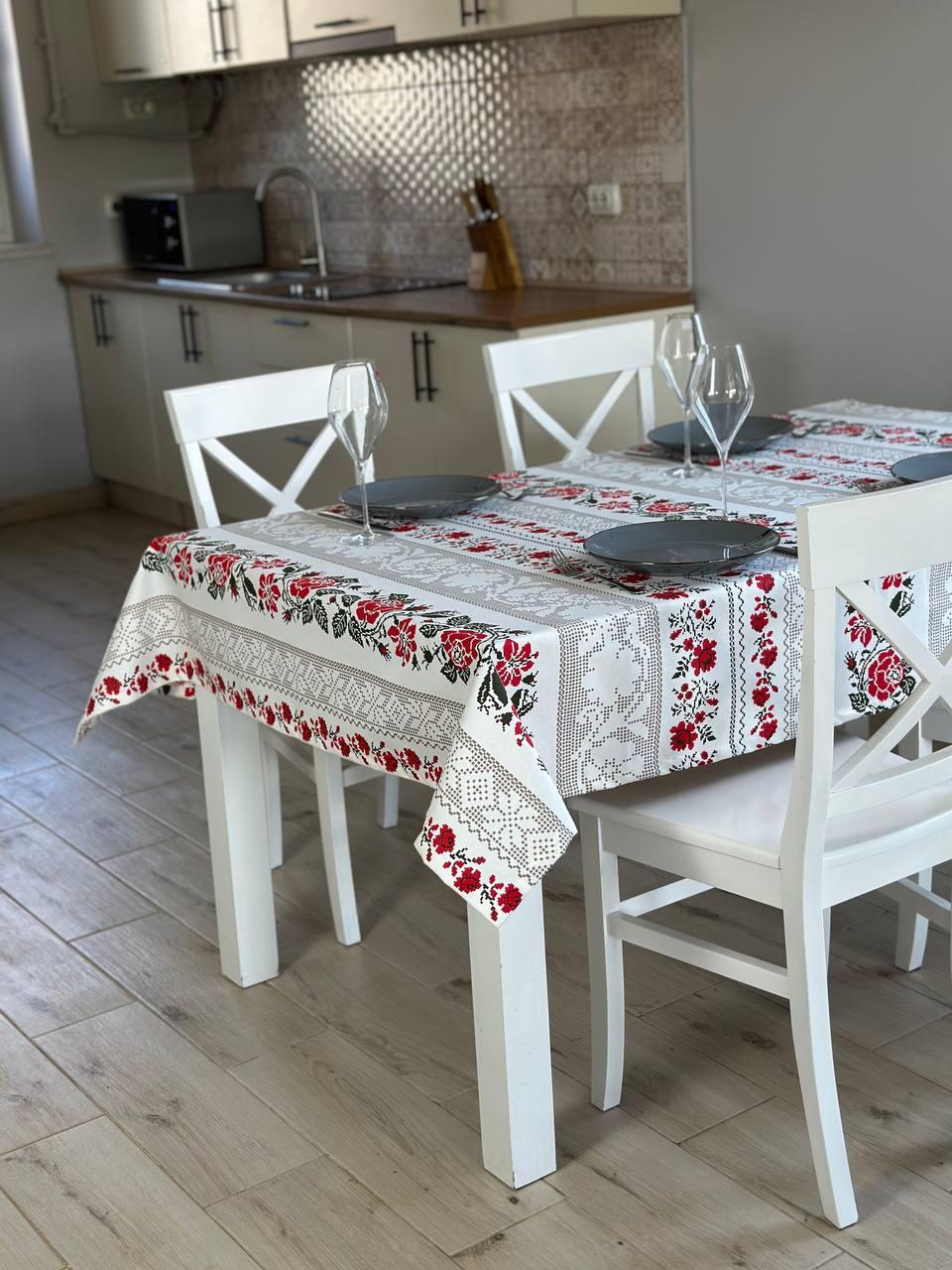 Linen waterproof tablecloth with Teflon, Geometry collection,  luxury quality (custom or standard size)