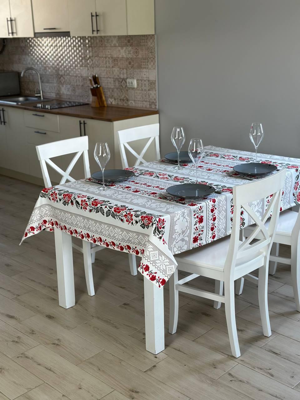 Linen waterproof tablecloth with Teflon, Geometry collection,  luxury quality (custom or standard size)