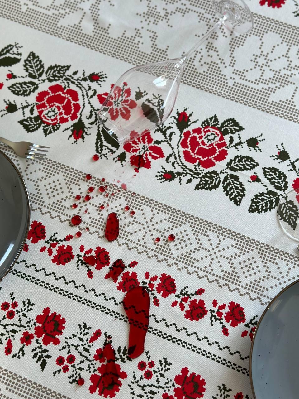 Linen waterproof tablecloth with Teflon, Geometry collection,  luxury quality (custom or standard size)