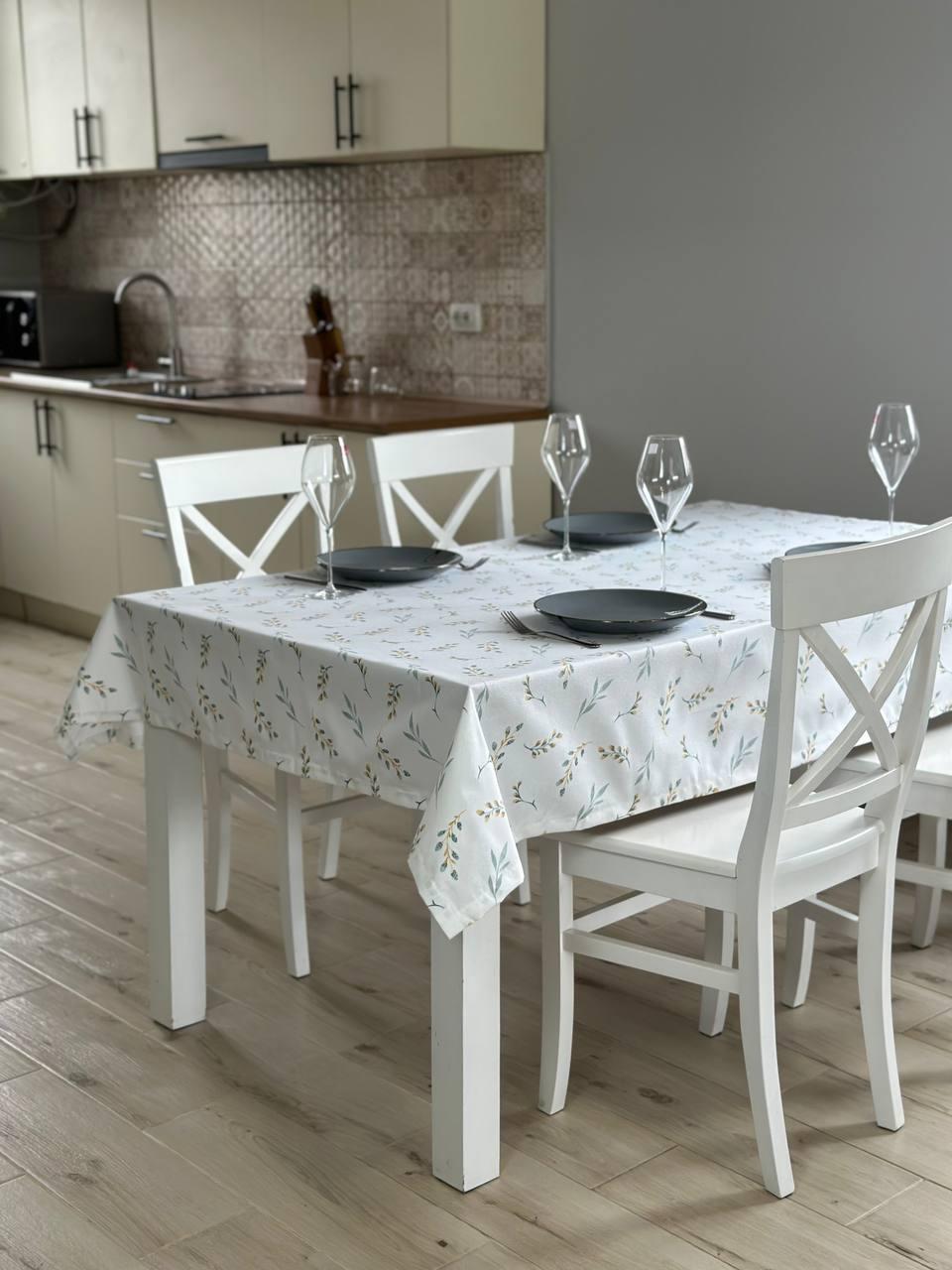 Linen waterproof tablecloth with Teflon, Geometry collection,  luxury quality (custom or standard size)