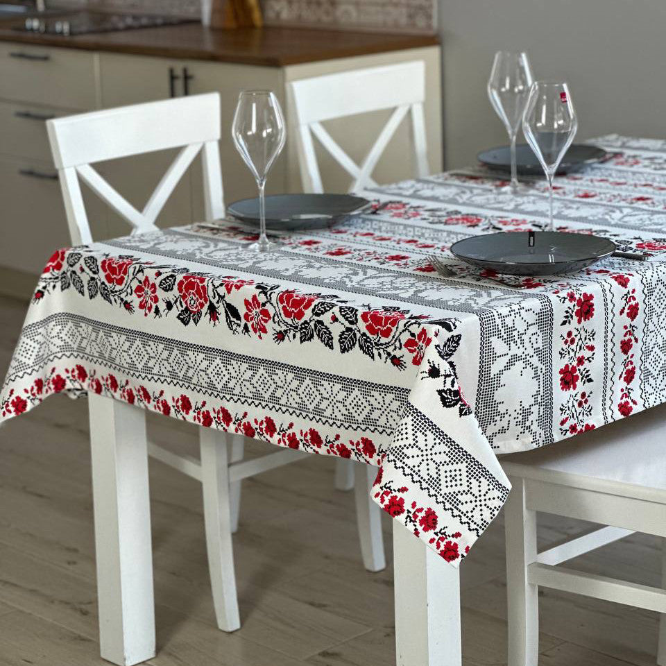 Linen waterproof tablecloth with Teflon, Geometry collection,  luxury quality (custom or standard size)