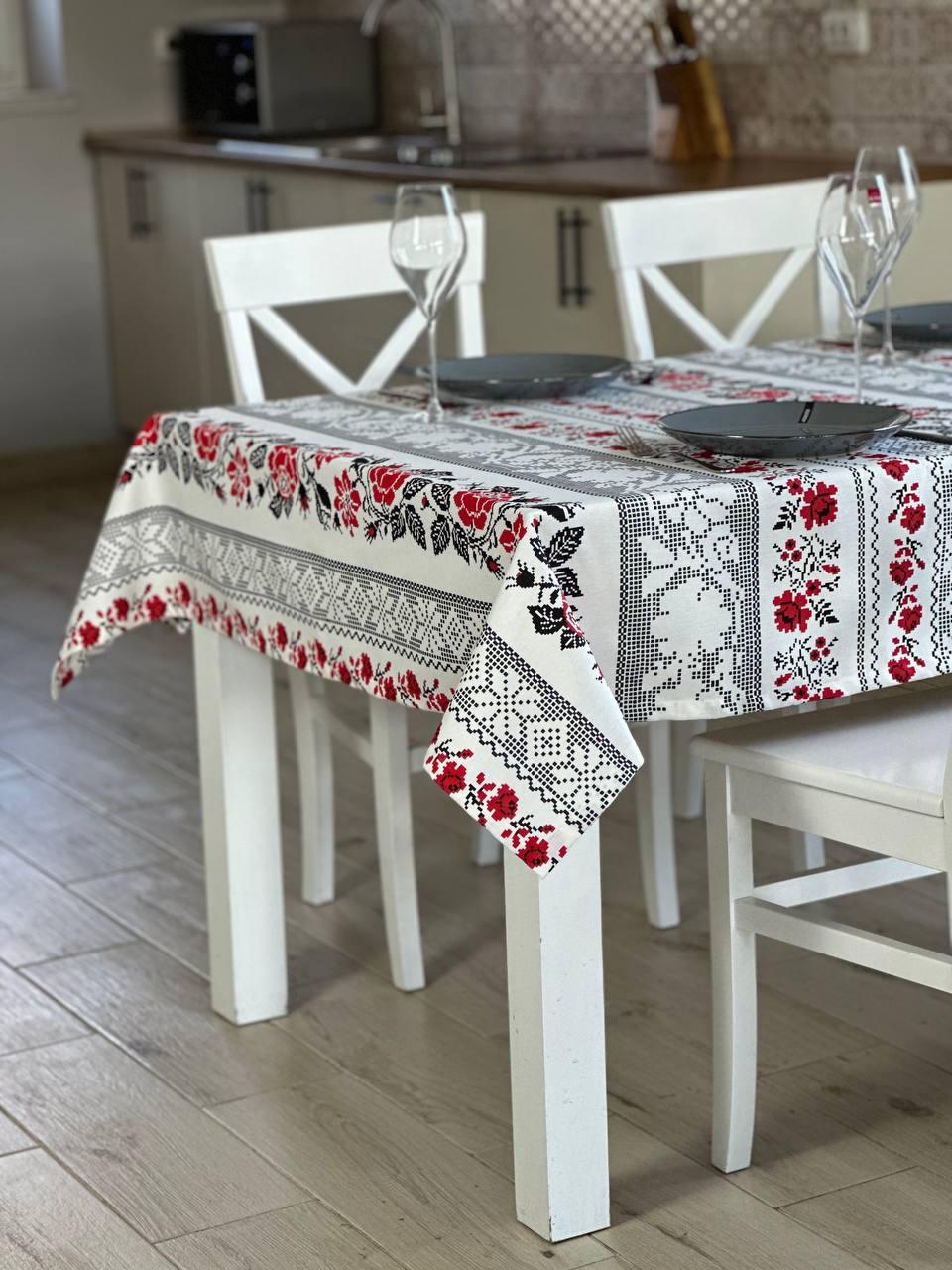 Linen waterproof tablecloth with Teflon, Geometry collection,  luxury quality (custom or standard size)
