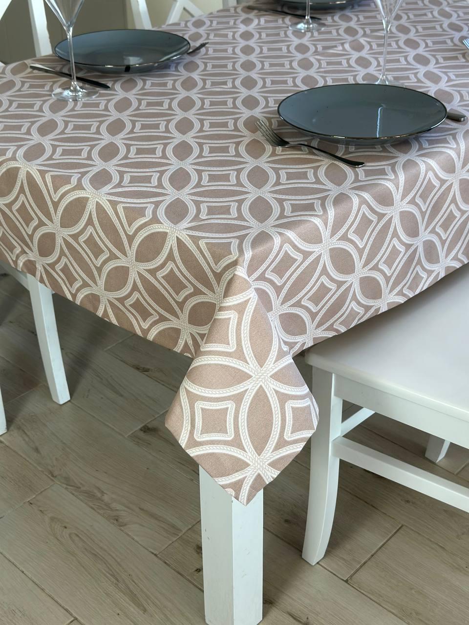 Linen waterproof tablecloth with Teflon, Geometry collection,  luxury quality (custom or standard size)