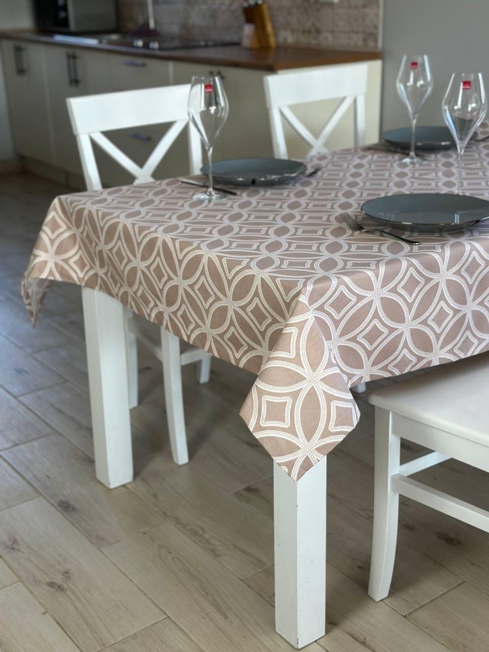 Linen waterproof tablecloth with Teflon, Geometry collection,  luxury quality (custom or standard size)
