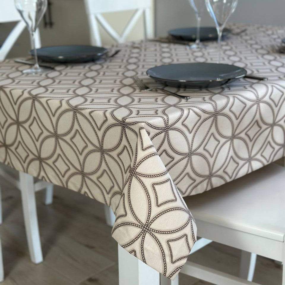 Linen waterproof tablecloth with Teflon, Geometry collection,  luxury quality (custom or standard size)