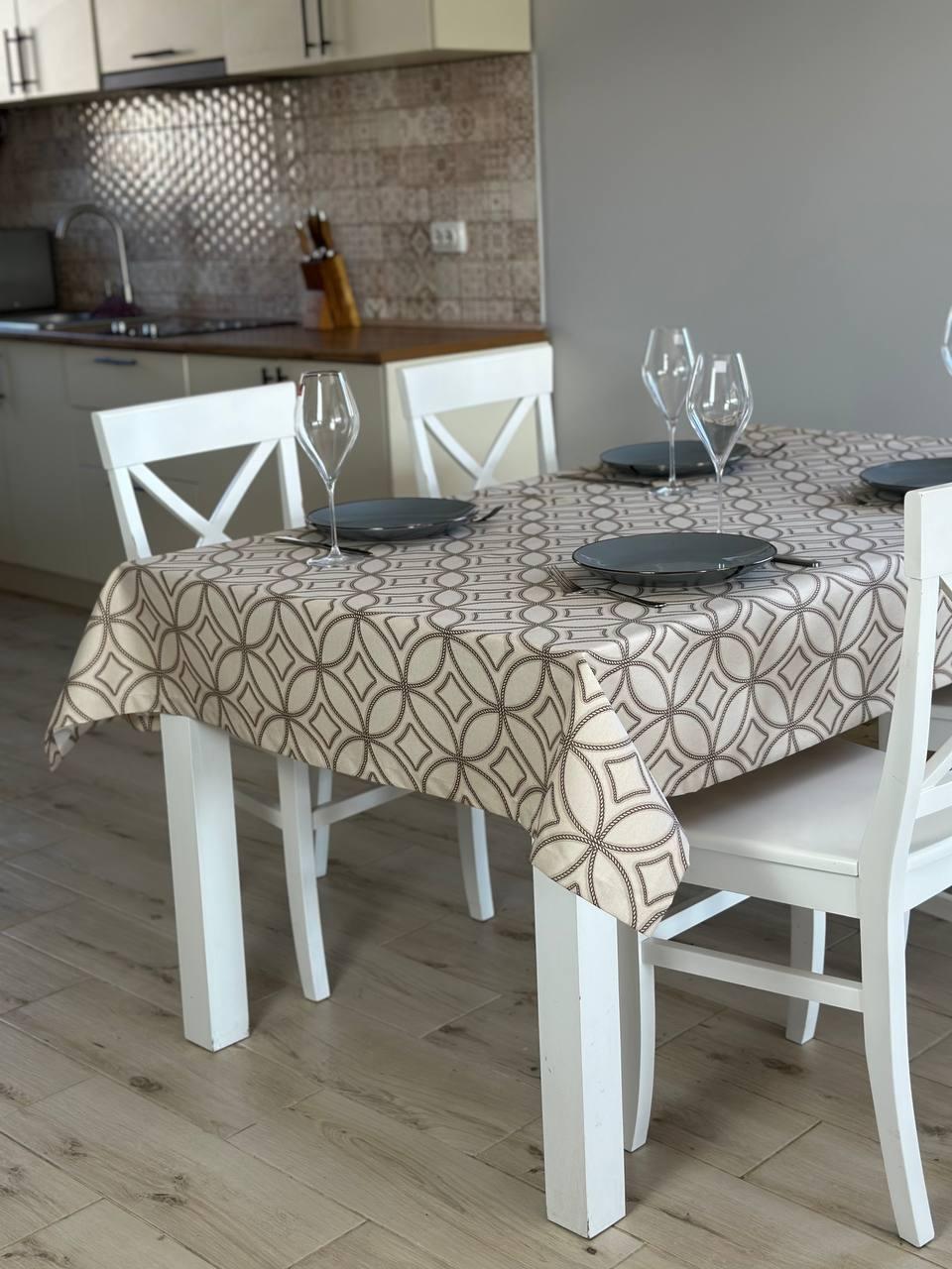 Linen waterproof tablecloth with Teflon, Geometry collection,  luxury quality (custom or standard size)
