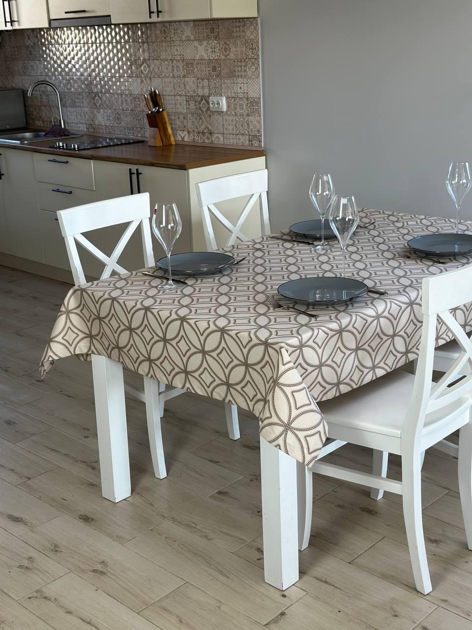 Linen waterproof tablecloth with Teflon, Geometry collection,  luxury quality (custom or standard size)