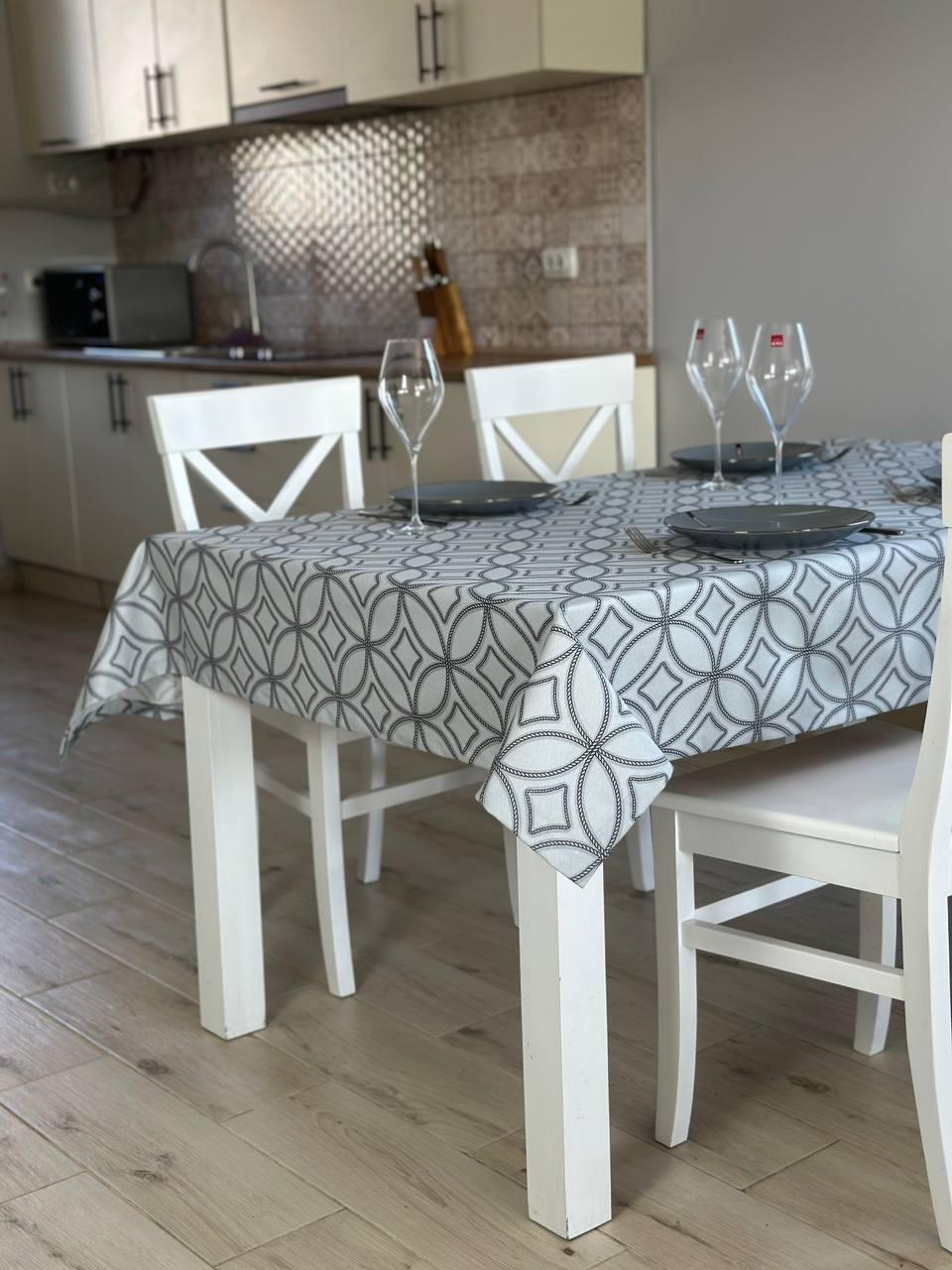 Linen waterproof tablecloth with Teflon, Geometry collection,  luxury quality (custom or standard size)
