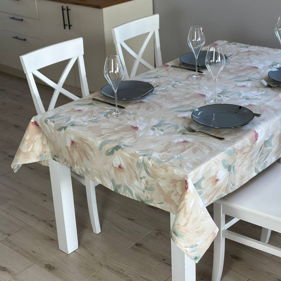 Linen waterproof tablecloth with Teflon, Geometry collection,  luxury quality (custom or standard size)