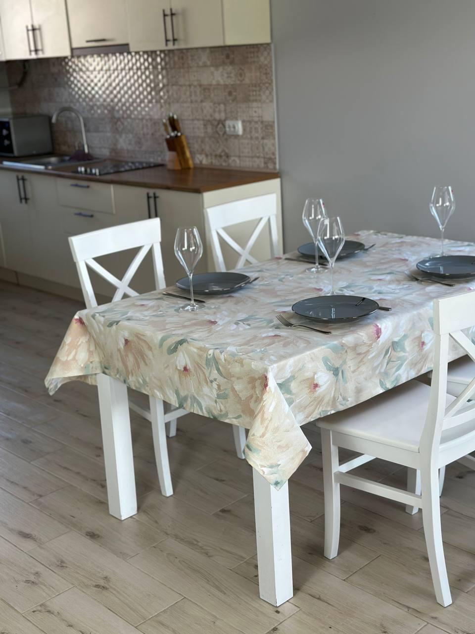 Linen waterproof tablecloth with Teflon, Geometry collection,  luxury quality (custom or standard size)