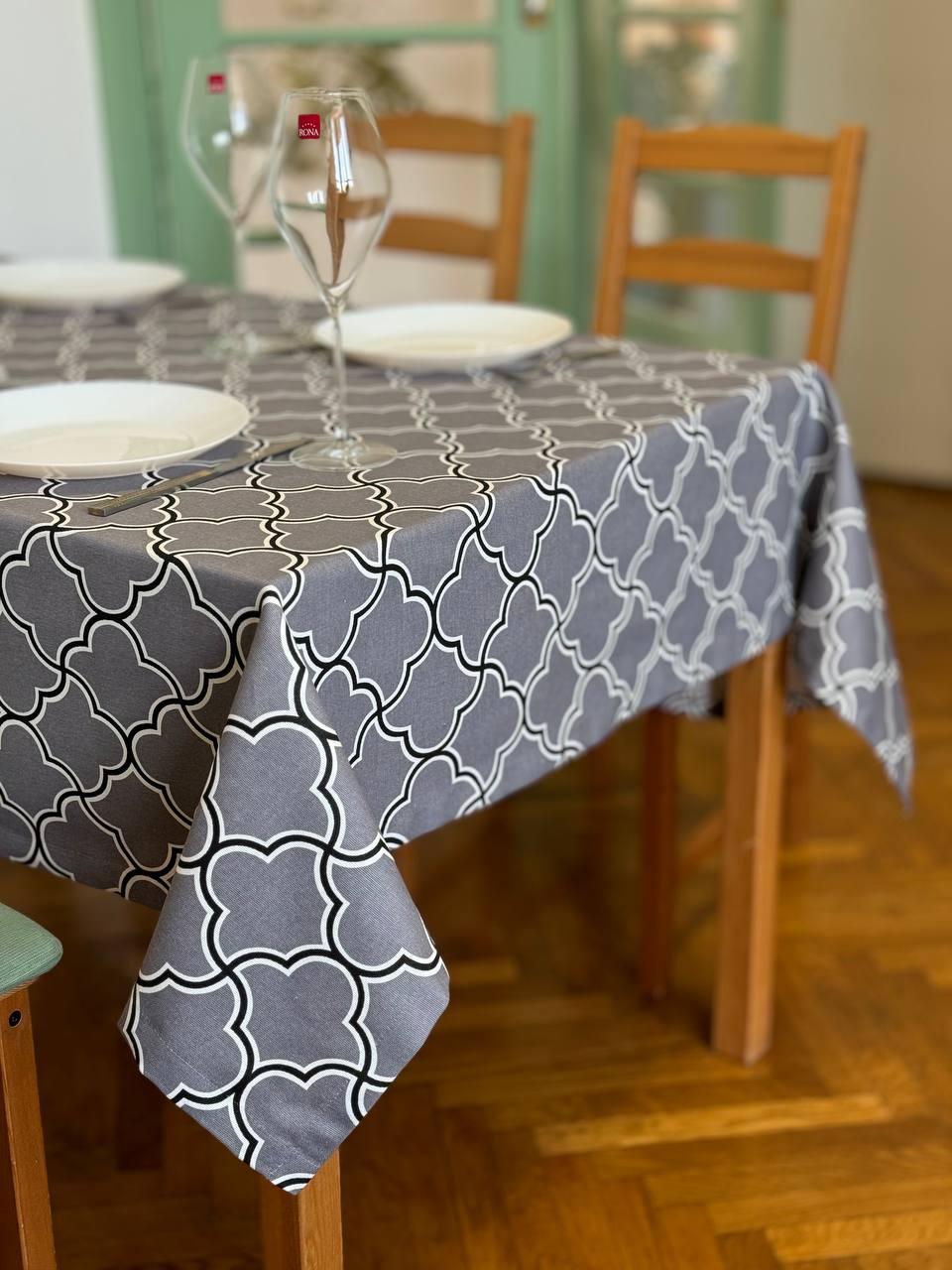 Linen waterproof tablecloth with Teflon, Geometry collection,  luxury quality (custom or standard size)