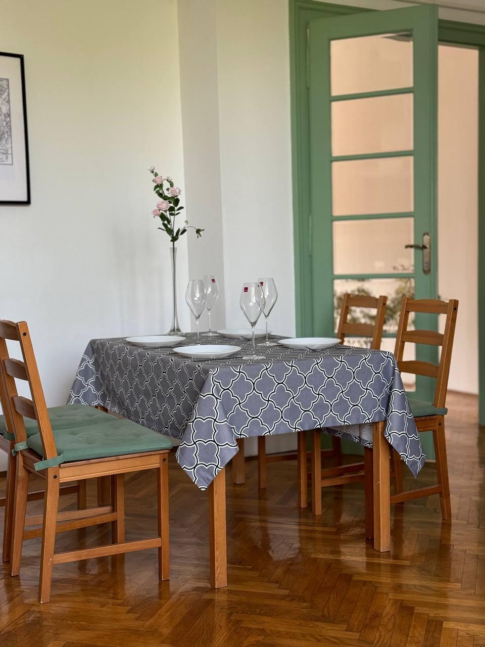 Linen waterproof tablecloth with Teflon, Geometry collection,  luxury quality (custom or standard size)