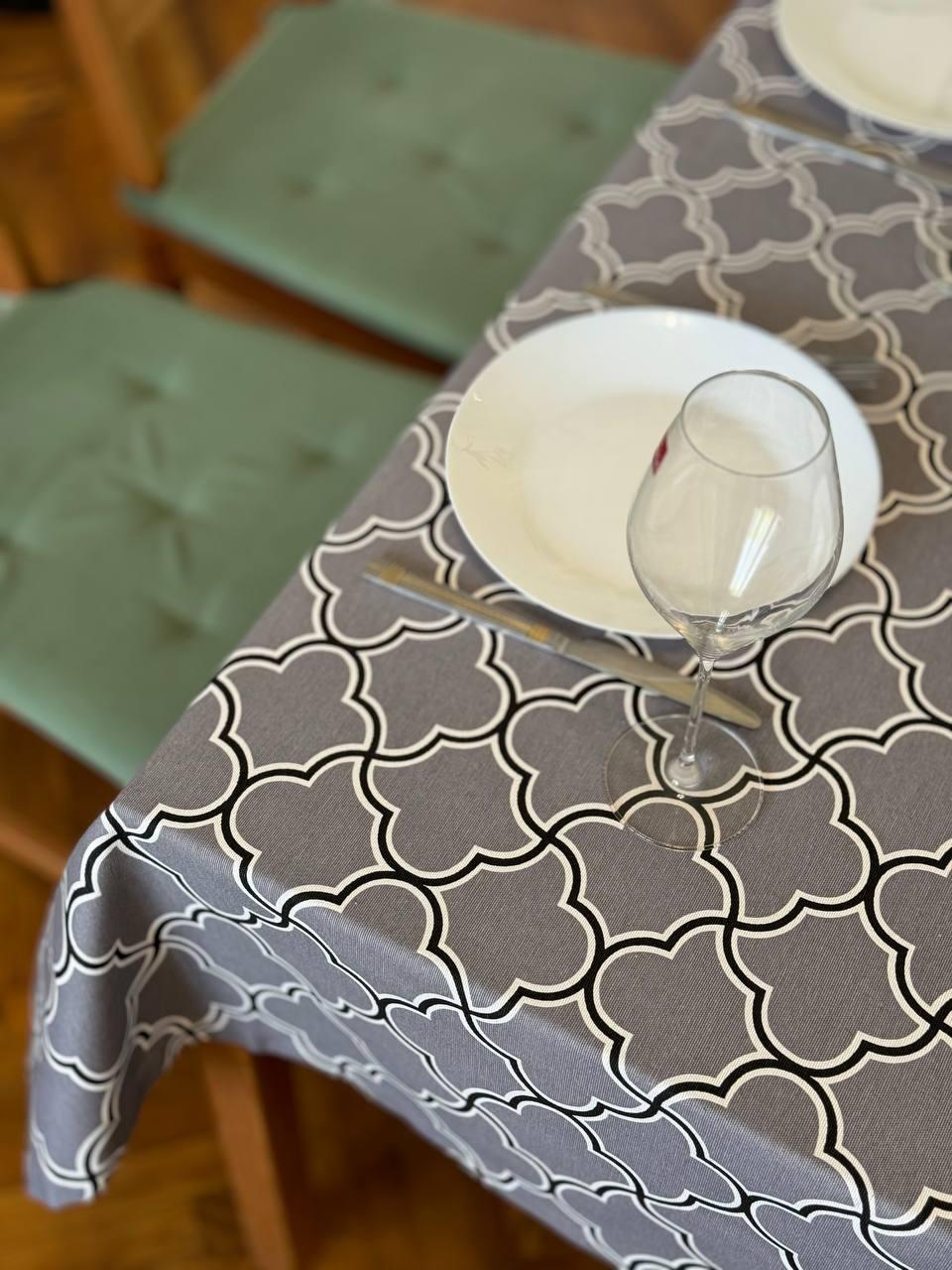 Linen waterproof tablecloth with Teflon, Geometry collection,  luxury quality (custom or standard size)