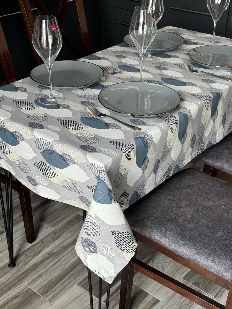 Linen waterproof tablecloth with Teflon, Geometry collection,  luxury quality (custom or standard size)