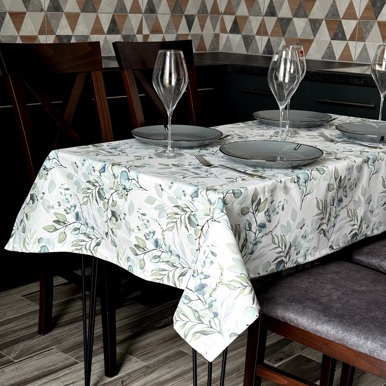 Linen waterproof tablecloth with Teflon, Geometry collection,  luxury quality (custom or standard size)