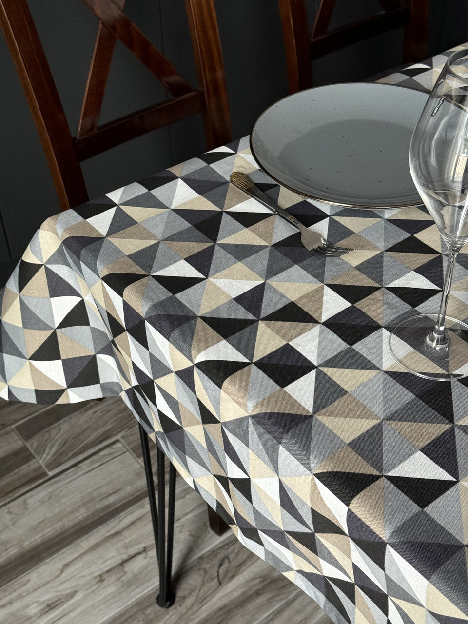 Linen waterproof tablecloth with Teflon, Geometry collection,  luxury quality (custom or standard size)