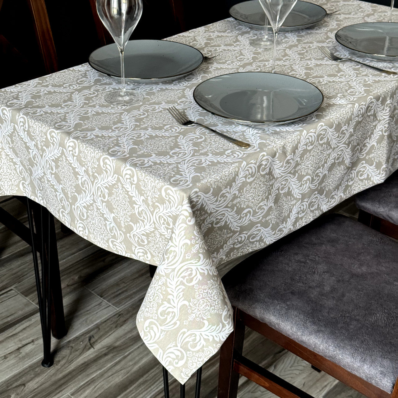 Linen waterproof tablecloth with Teflon, Geometry collection,  luxury quality (custom or standard size)