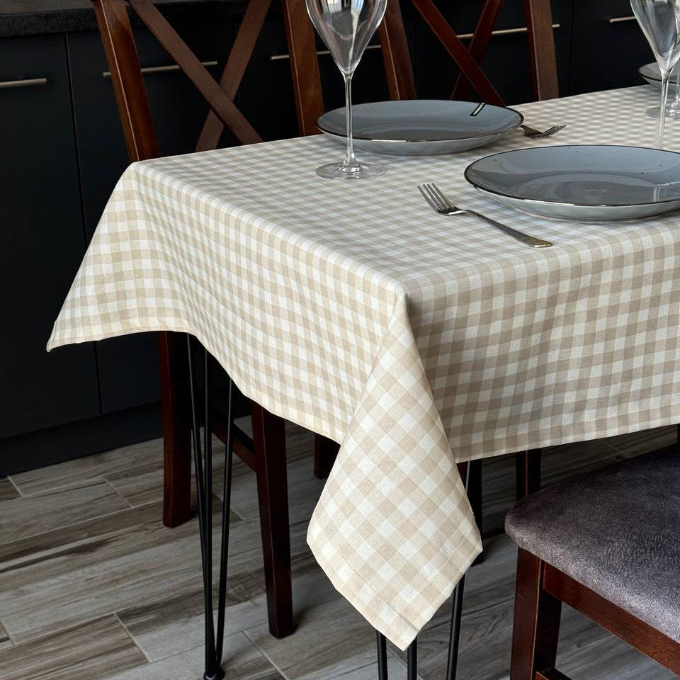 Linen waterproof tablecloth with Teflon, Geometry collection,  luxury quality (custom or standard size)