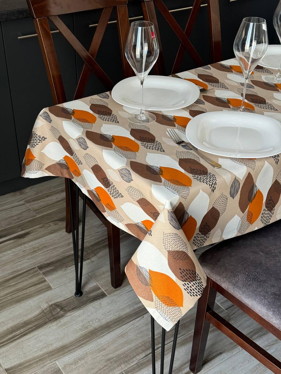 Linen waterproof tablecloth with Teflon, Geometry collection,  luxury quality (custom or standard size)