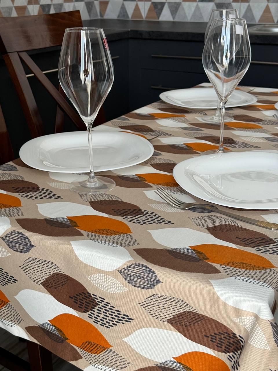 Linen waterproof tablecloth with Teflon, Geometry collection,  luxury quality (custom or standard size)