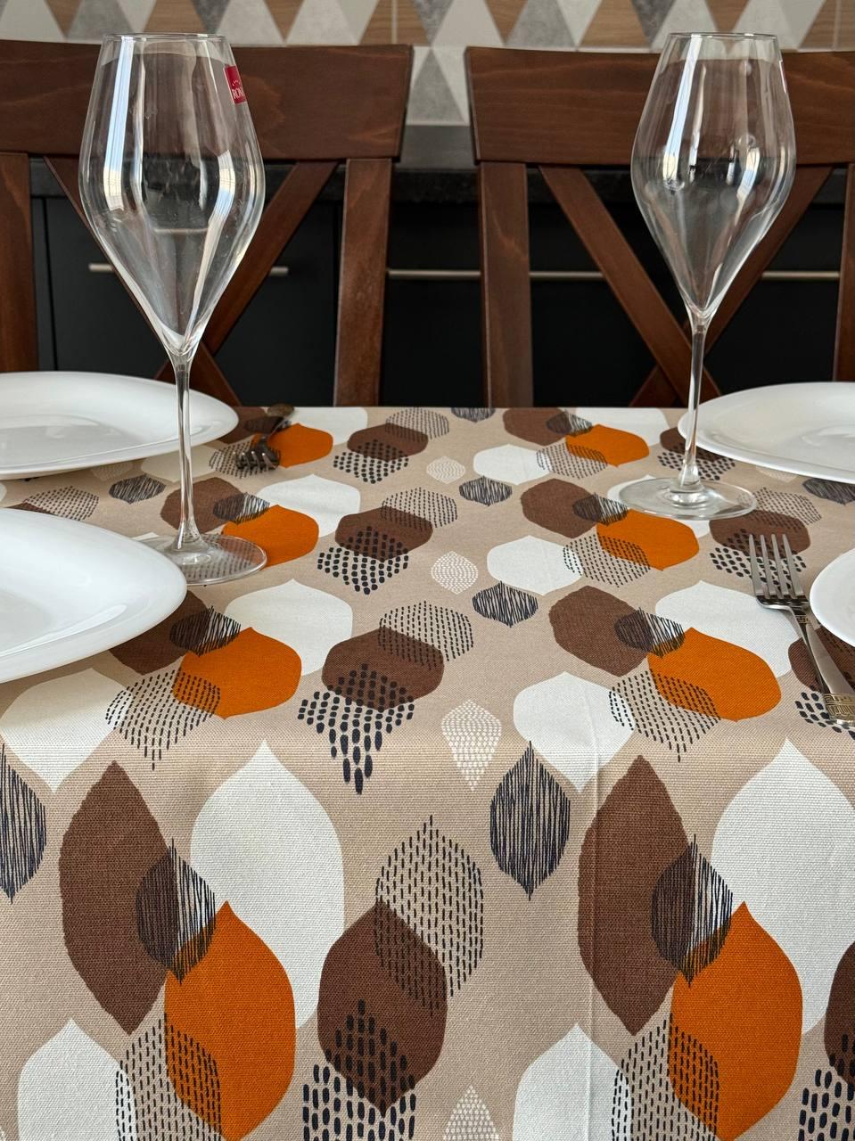 Linen waterproof tablecloth with Teflon, Geometry collection,  luxury quality (custom or standard size)