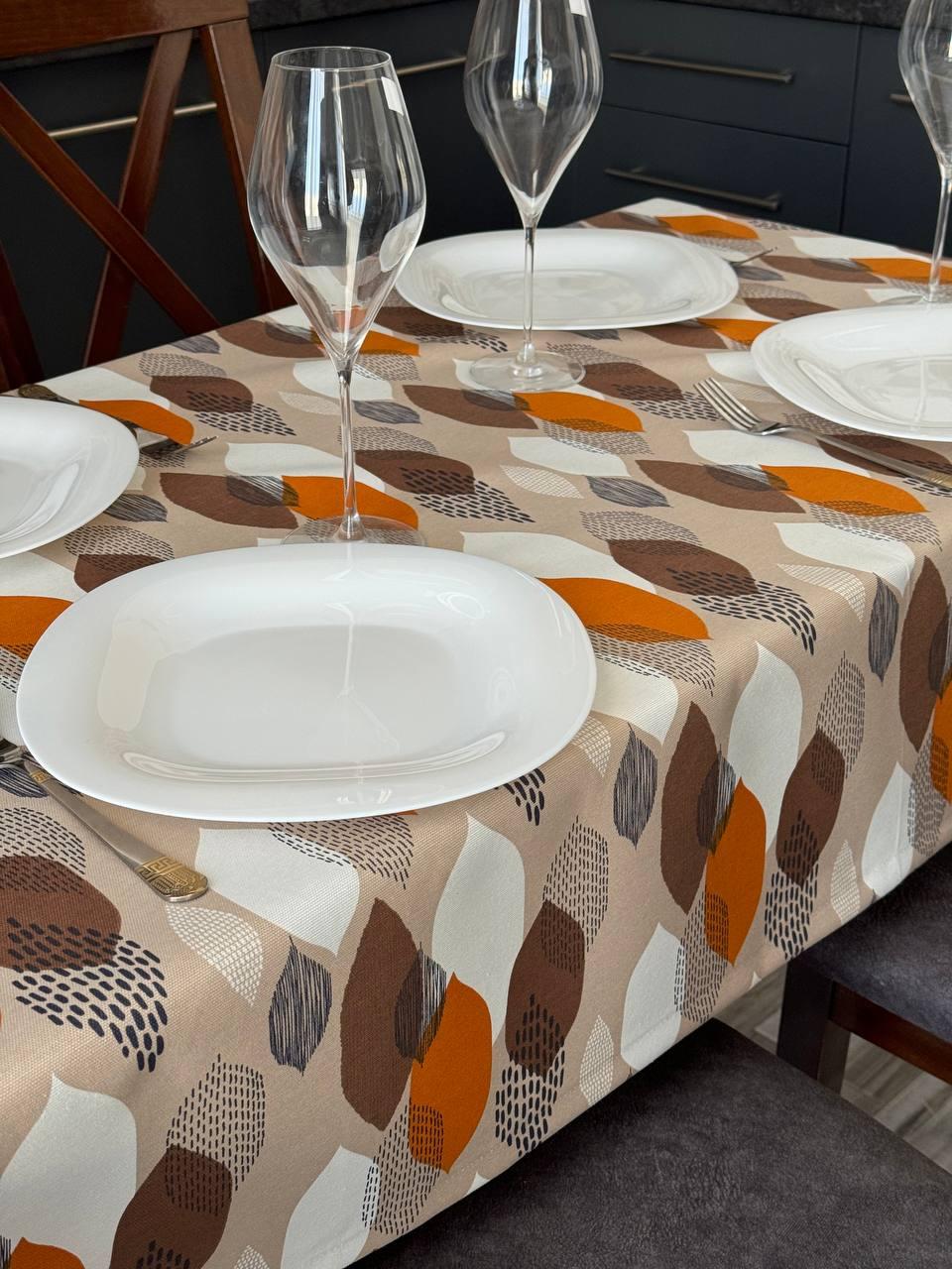 Linen waterproof tablecloth with Teflon, Geometry collection,  luxury quality (custom or standard size)