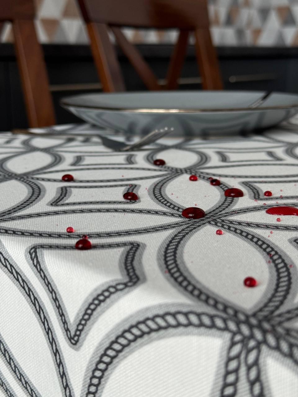 Linen waterproof tablecloth with Teflon, Geometry collection,  luxury quality (custom or standard size)