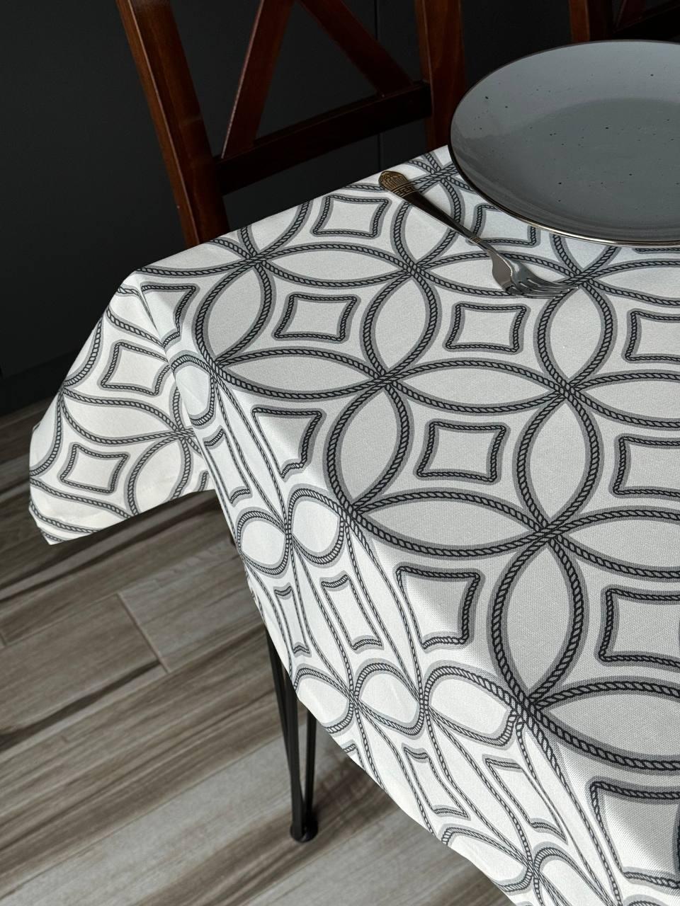 Linen waterproof tablecloth with Teflon, Geometry collection,  luxury quality (custom or standard size)