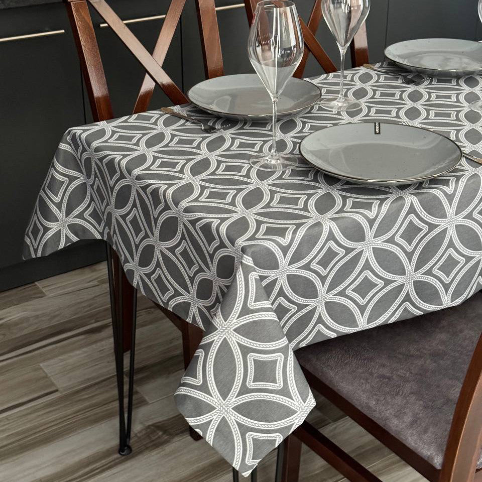 Linen waterproof tablecloth with Teflon, Geometry collection,  luxury quality (custom or standard size)