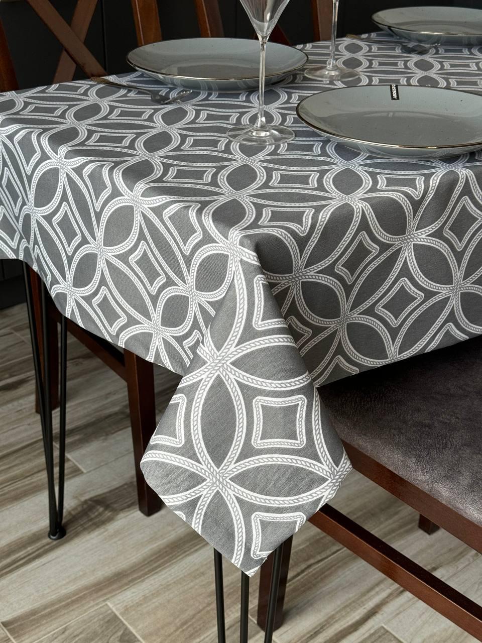 Linen waterproof tablecloth with Teflon, Geometry collection,  luxury quality (custom or standard size)