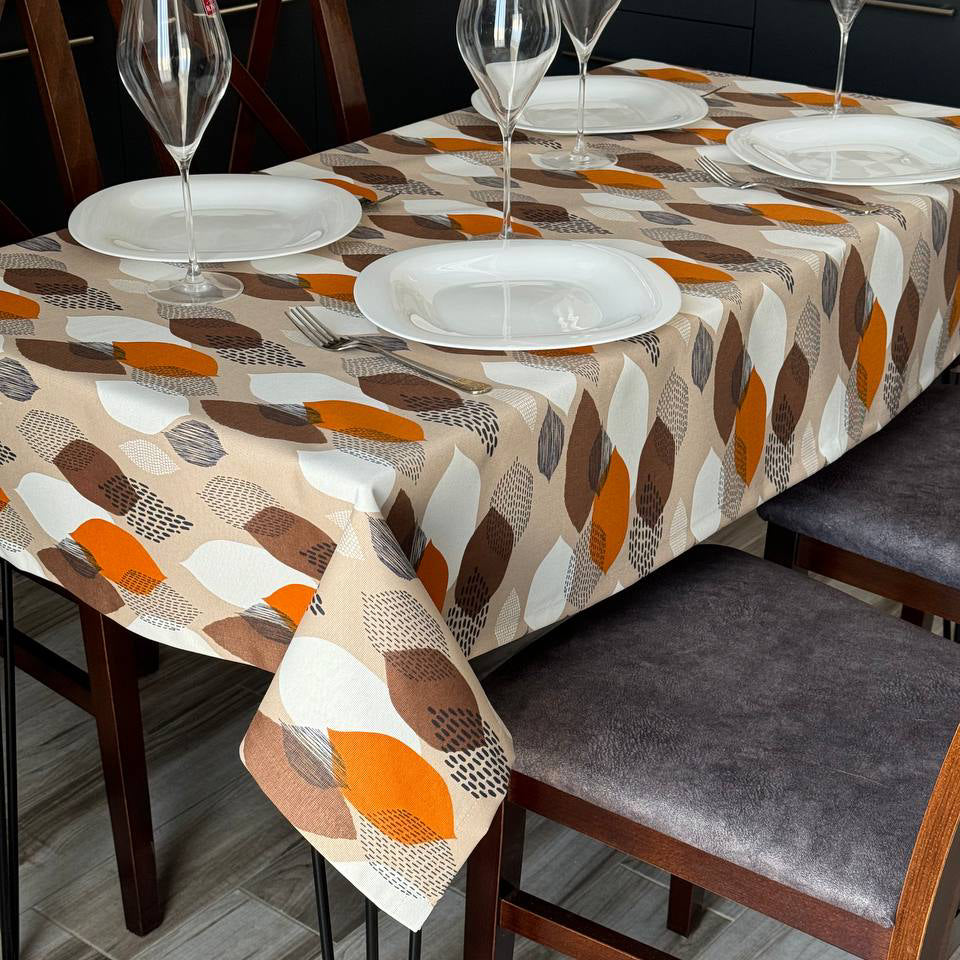 Linen waterproof tablecloth with Teflon, Geometry collection,  luxury quality (custom or standard size)