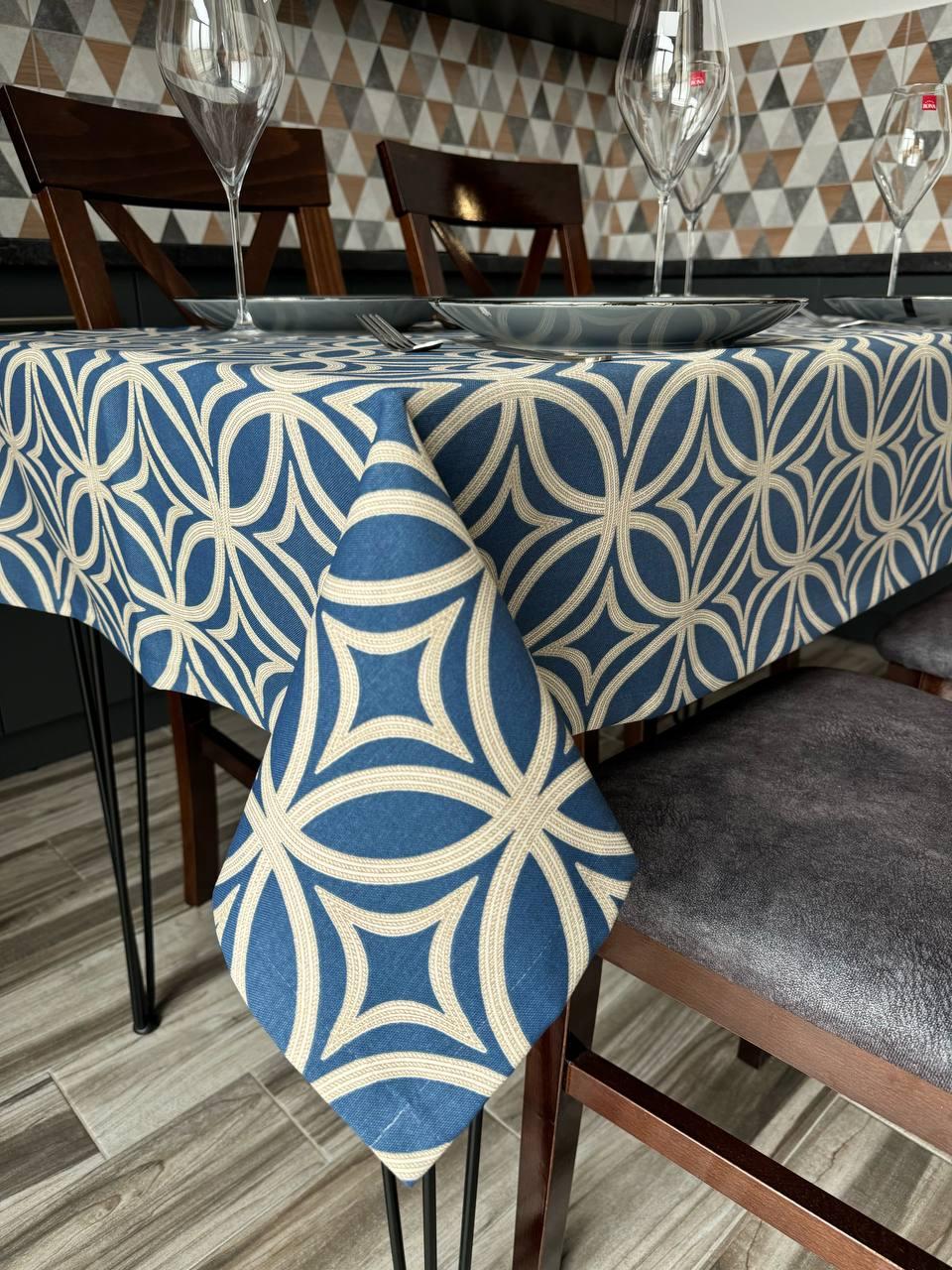 Linen waterproof tablecloth with Teflon, Geometry collection,  luxury quality (custom or standard size)