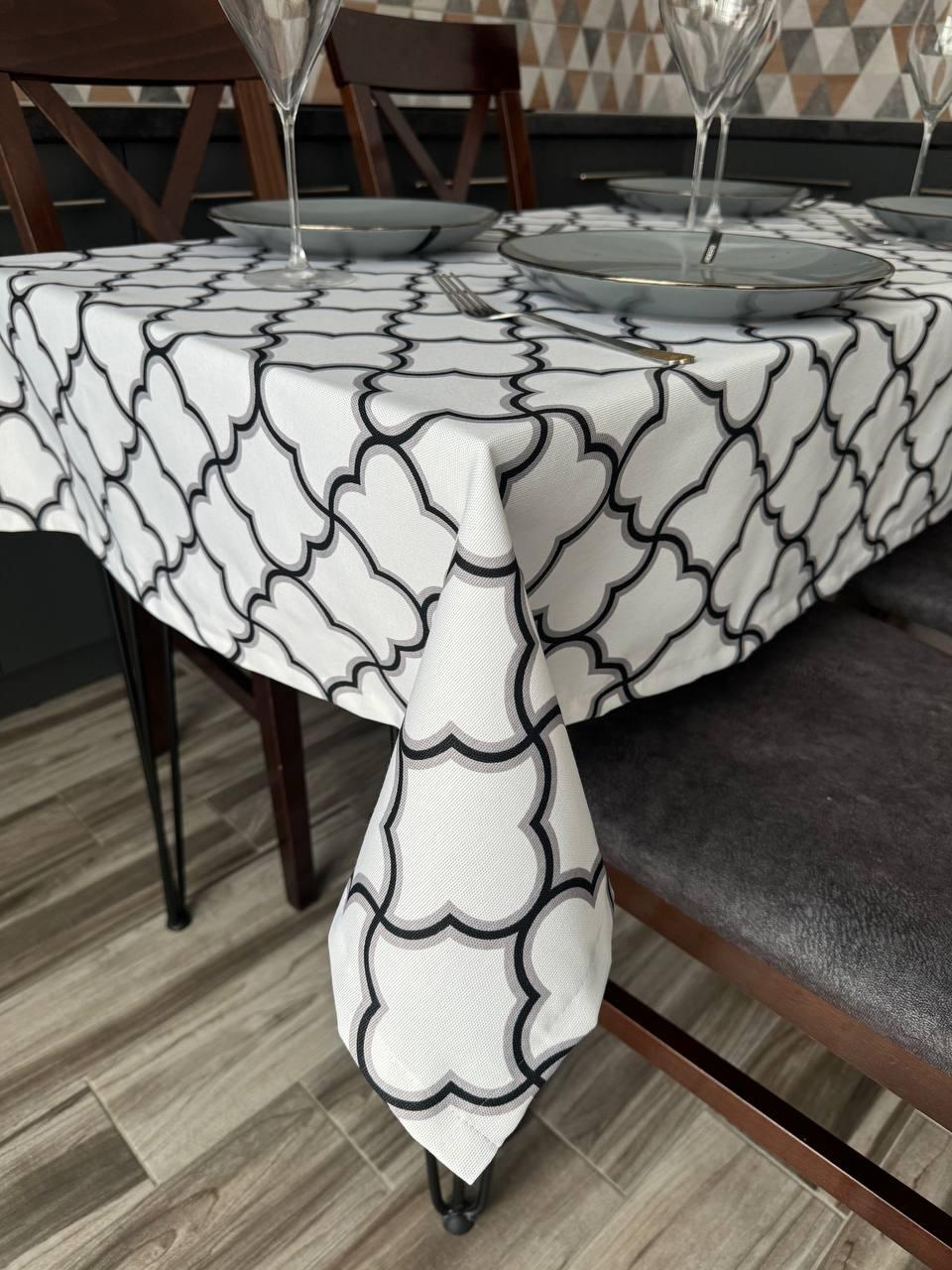 Linen waterproof tablecloth with Teflon, Geometry collection,  luxury quality (custom or standard size)