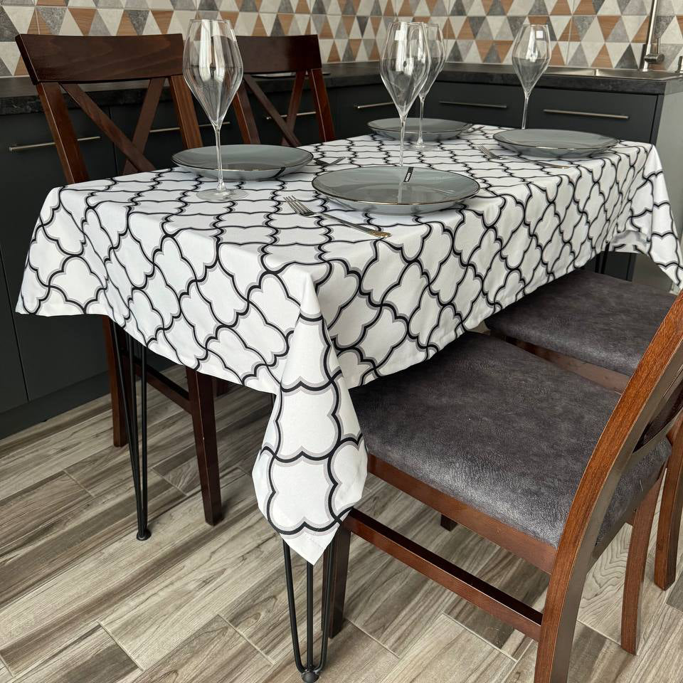 Linen waterproof tablecloth with Teflon, Geometry collection,  luxury quality (custom or standard size)