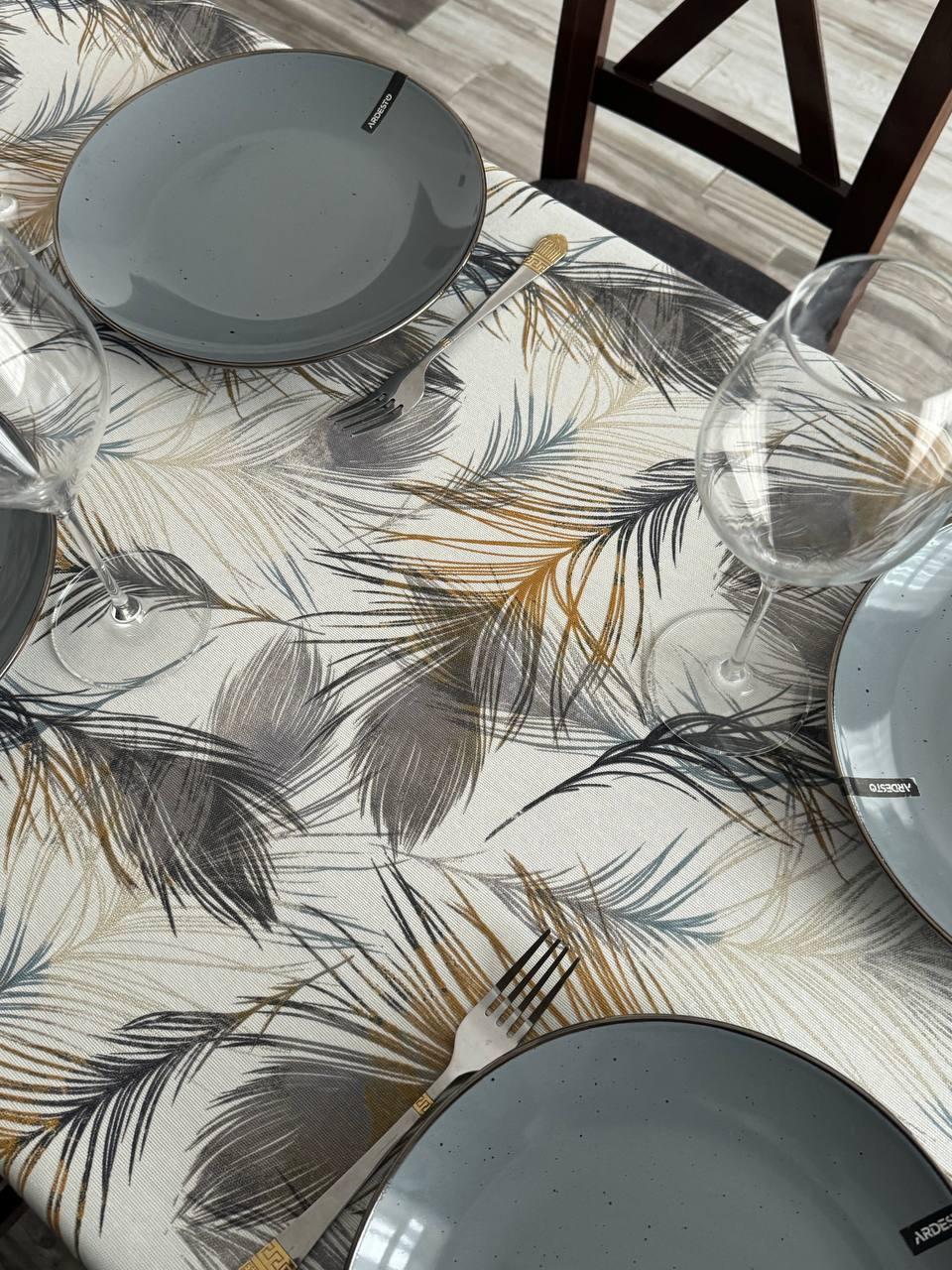 Linen waterproof tablecloth with Teflon, Geometry collection,  luxury quality (custom or standard size)