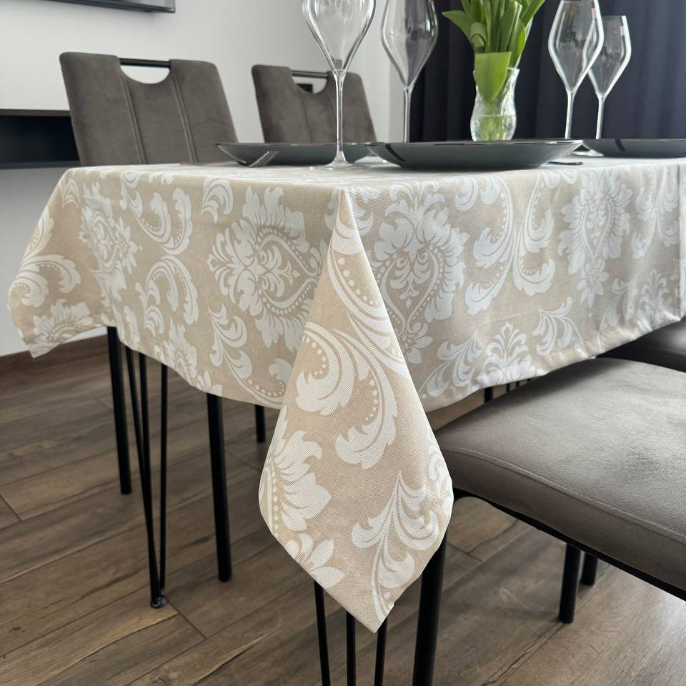 Linen waterproof tablecloth with Teflon, Geometry collection,  luxury quality (custom or standard size)