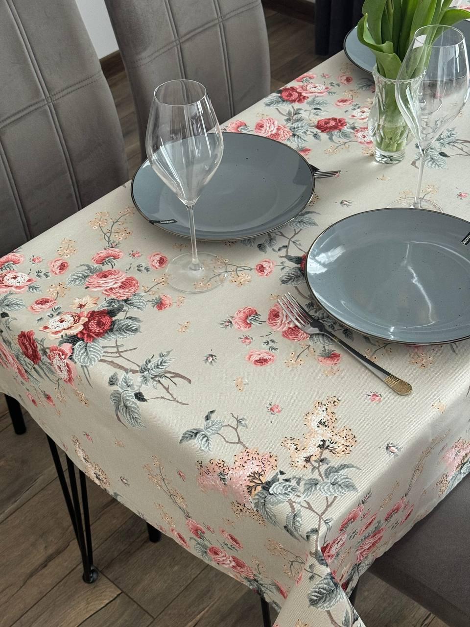 Linen waterproof tablecloth with Teflon, Geometry collection,  luxury quality (custom or standard size)