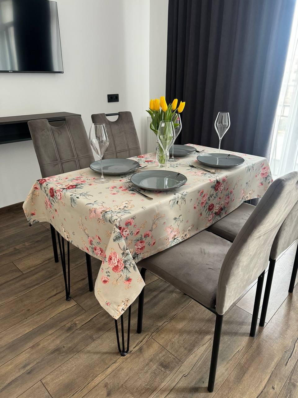 Linen waterproof tablecloth with Teflon, Geometry collection,  luxury quality (custom or standard size)