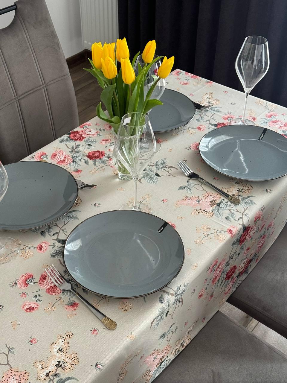 Linen waterproof tablecloth with Teflon, Geometry collection,  luxury quality (custom or standard size)
