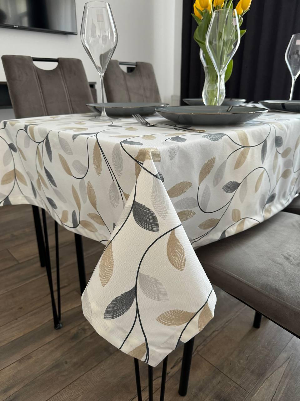 Linen waterproof tablecloth with Teflon, Geometry collection,  luxury quality (custom or standard size)