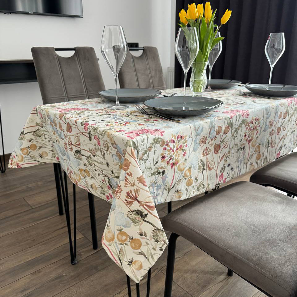 Linen waterproof tablecloth with Teflon, Geometry collection,  luxury quality (custom or standard size)