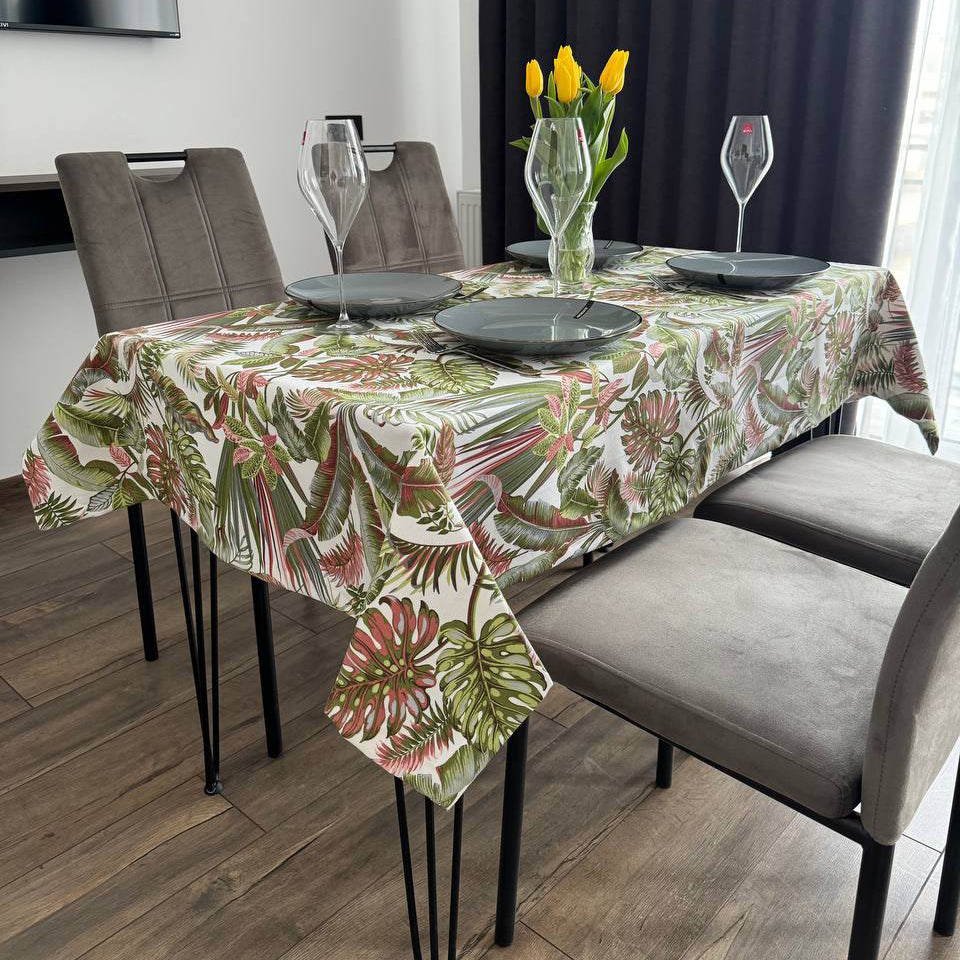 Linen waterproof tablecloth with Teflon, Geometry collection,  luxury quality (custom or standard size)