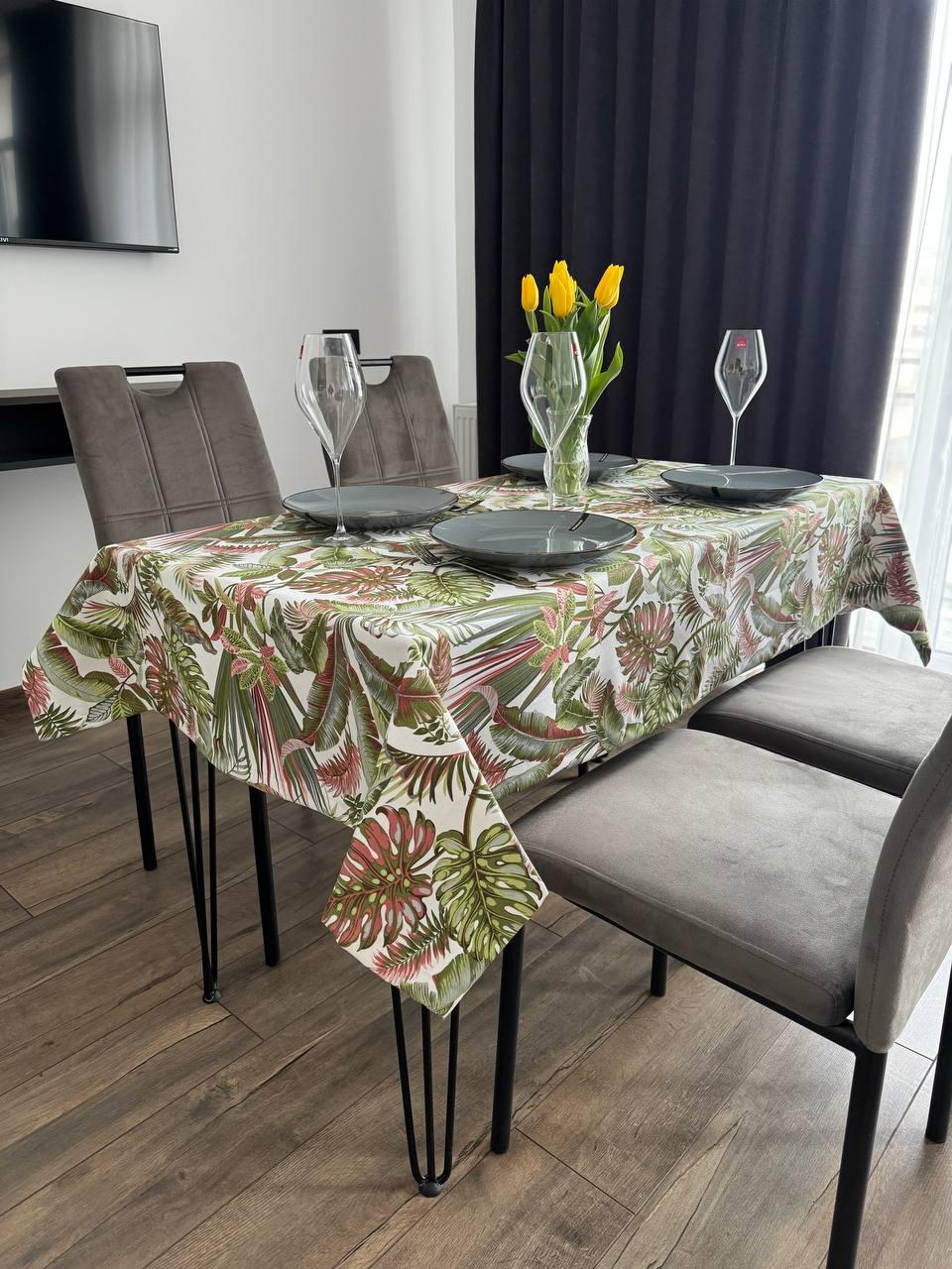Linen waterproof tablecloth with Teflon, Geometry collection,  luxury quality (custom or standard size)