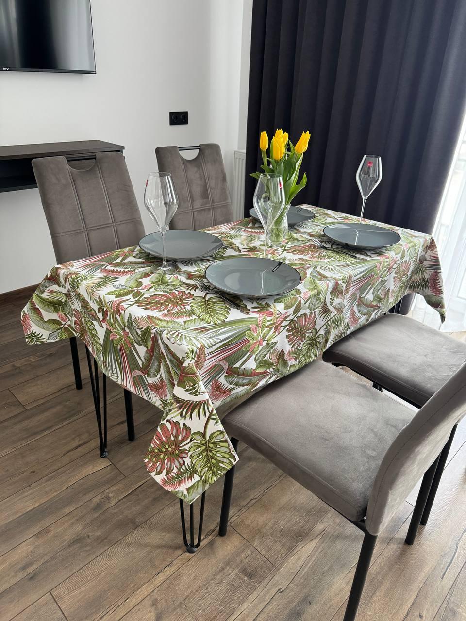 Linen waterproof tablecloth with Teflon, Geometry collection,  luxury quality (custom or standard size)