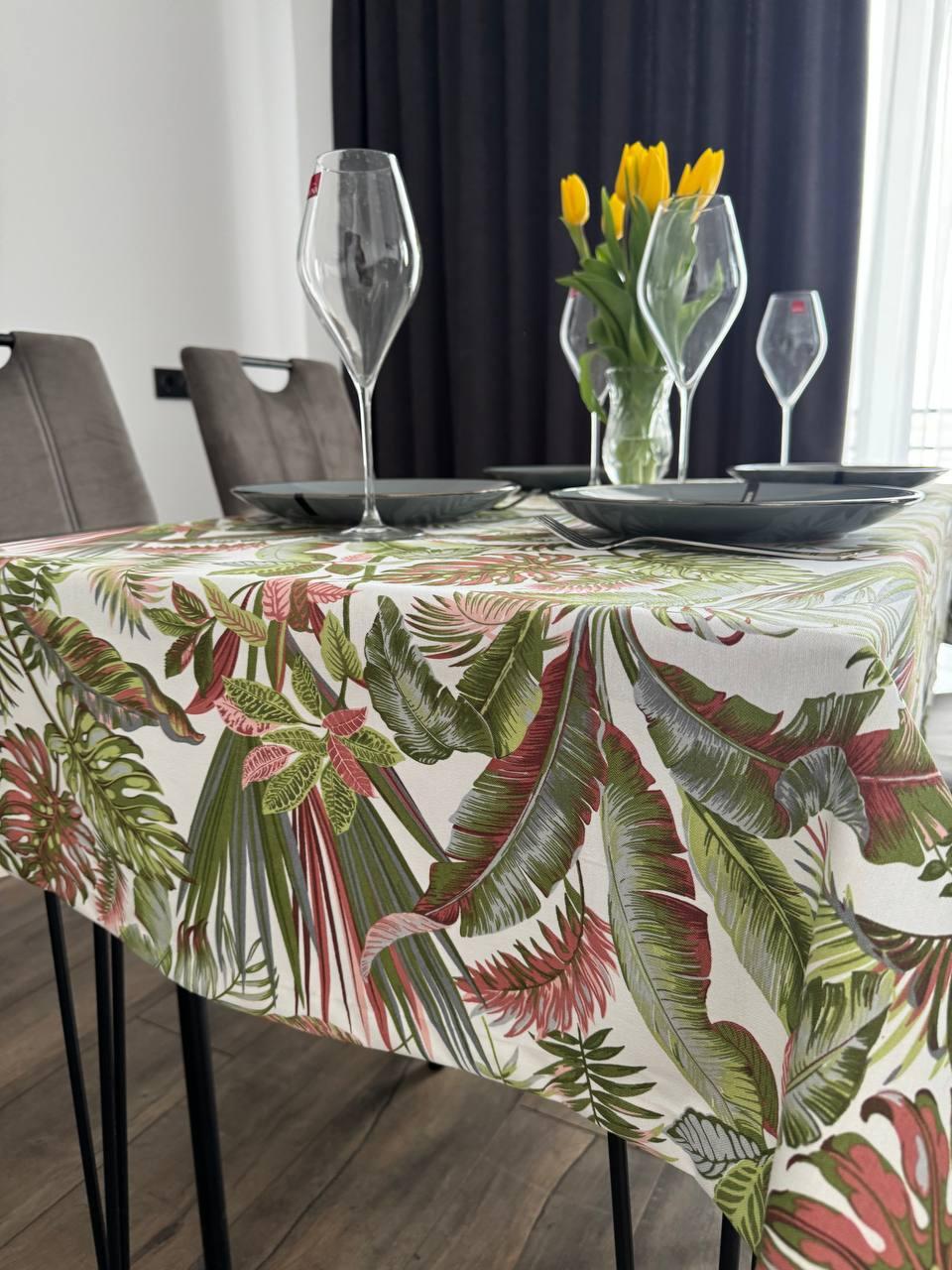 Linen waterproof tablecloth with Teflon, Geometry collection,  luxury quality (custom or standard size)