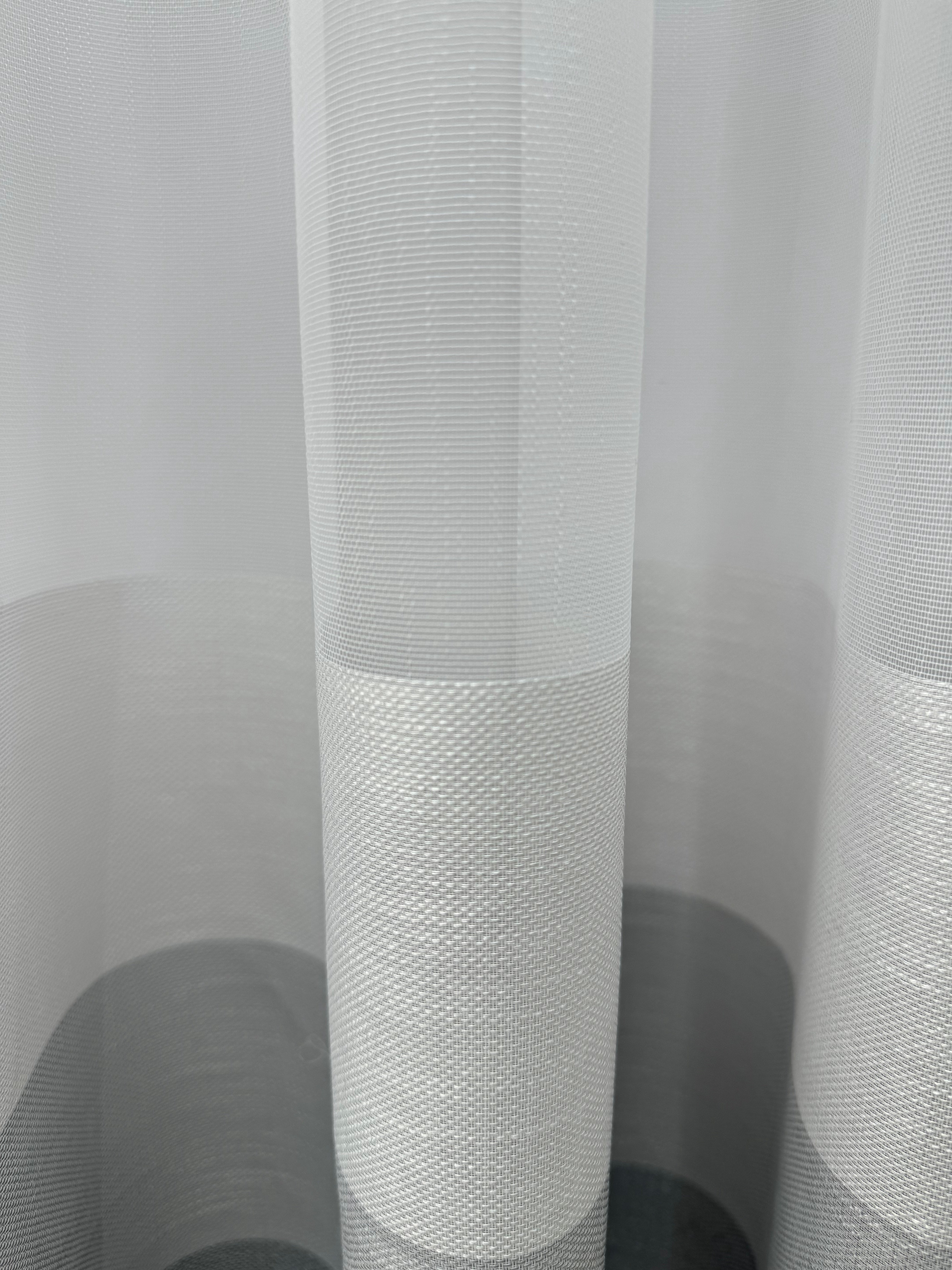 Bamboo-based sheer curtain with stripe on the bottom, gray color